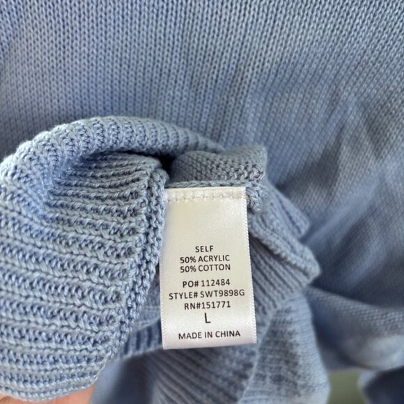 NWT Gilli American Flag Knit Sweater Baby Blue Long Sleeve Patriotic Large FLAW - Picture 7 of 10